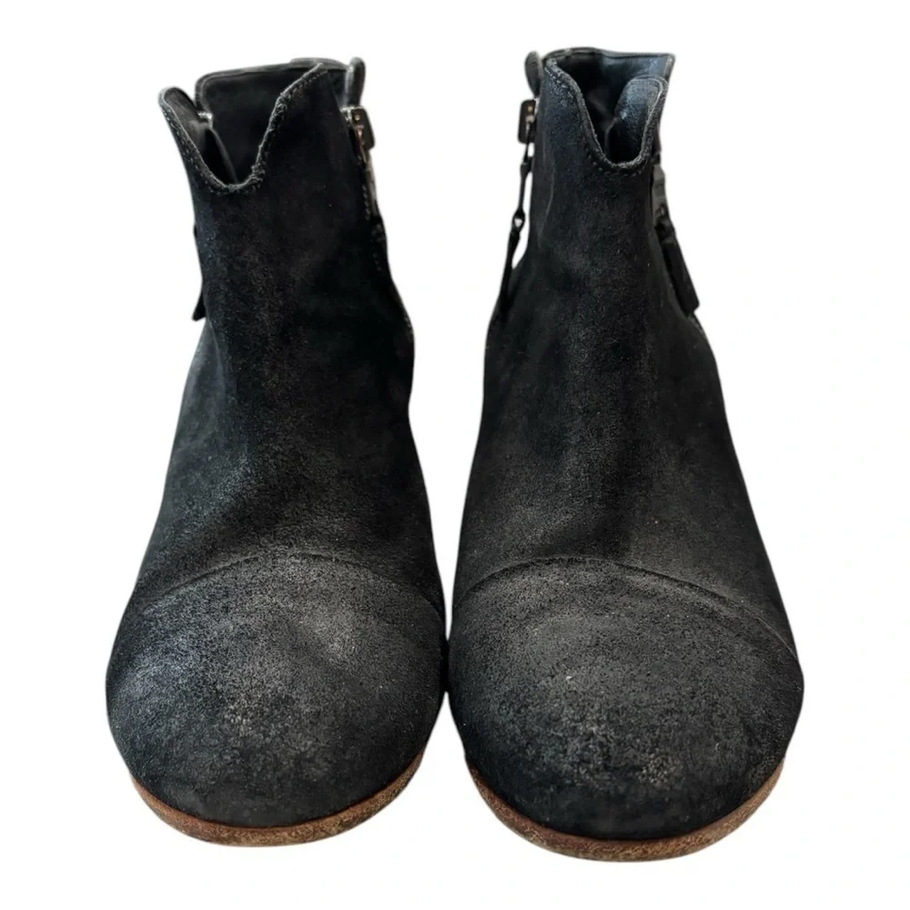 RAG + BONE Margot Black Waxed Suede Boots Size 9.5